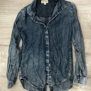 Cloth & Stone acid wash button down denim top